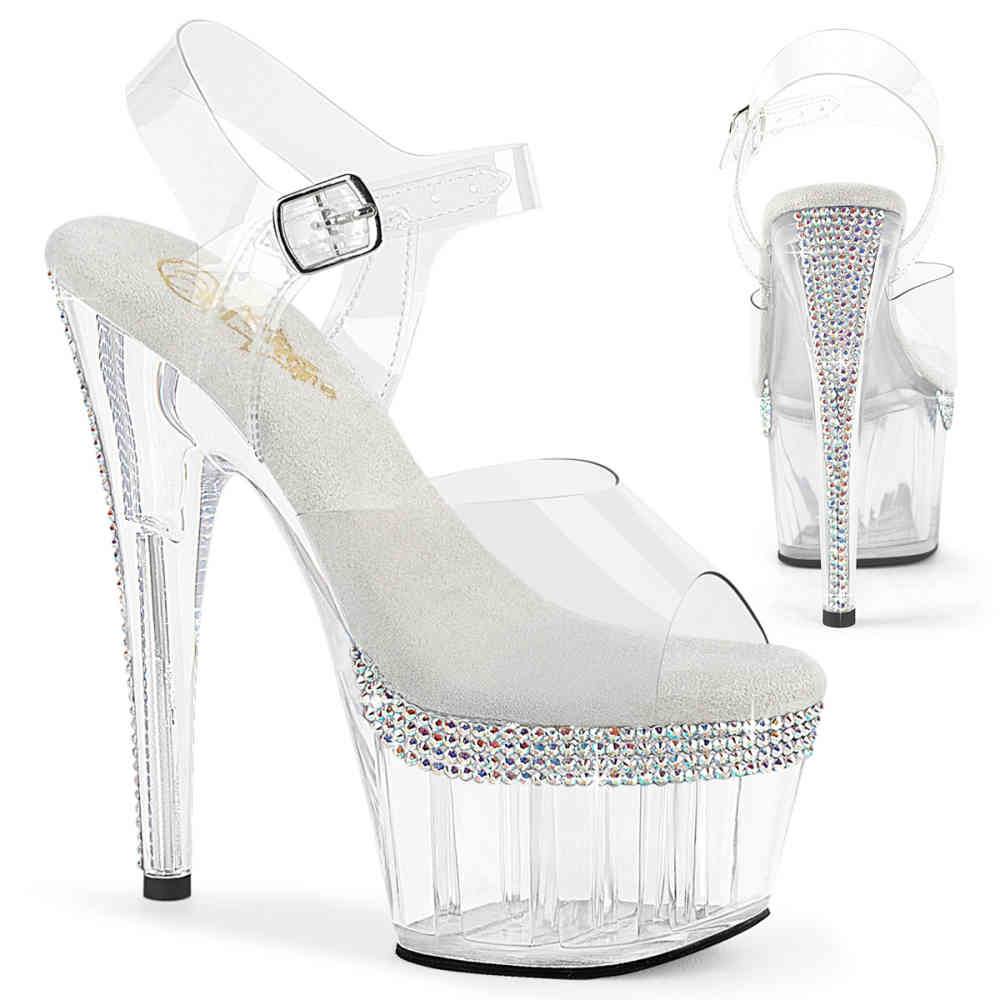 Pleaser - ADORE708PHRS Ankle strap sandal - White/Transparent Product image